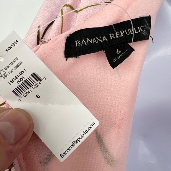 Banana Republic Pink Floral Short-Sleeve V-Neck Dress Size 6 NWT - Picture 8 of 10